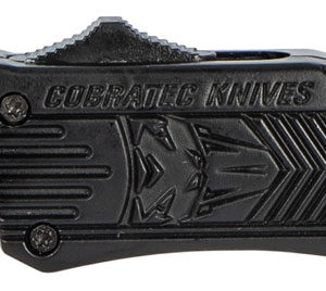 CobraTec Knives SBCTK1STNS CTK-1  Small 2.75" OTF Tanto Plain Black D2 Steel Blade/Black Aluminum Handle Features Glass Breaker Includes Pocket Clip