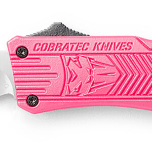 CobraTec Knives SPKCTK1STNS CTK-1  Small 2.75" OTF Tanto Plain D2 Steel Blade/Pink Aluminum Handle Features Glass Breaker Includes Pocket Clip