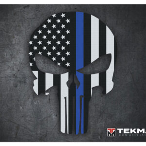 TekMat TEKR20PUNISHER  Ultra 20 Cleaning Mat Black/White/Blue Rubber 15"x20" Blue Line Punisher Skull