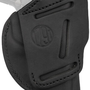 1791 Gunleather 4WH1SBLL 4-Way  IWB/OWB 01 Stealth Black Leather Belt Clip Fits 3-4" Barrel 1911 Left Hand