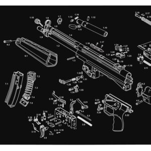 TekMat TEKR36HKMP5 MP5 Cleaning Mat Black/White Rubber 12"x36" HK MP5 Parts Diagram