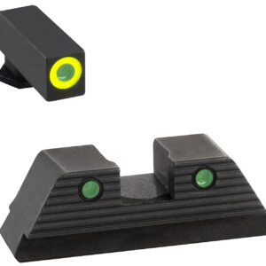 AmeriGlo GL821 Trooper Sight Set for Glock  Green Tritium LumiGreen Outline Front Sight-Green Tritium Black Outline Rear Sight