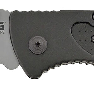 S.O.G SOG-FF24-CP Escape  3.40" Folding Clip Point Part Serrated Bead Blasted 9Cr18MoV SS Blade Black Anodized Aluminum Handle Includes Belt Clip