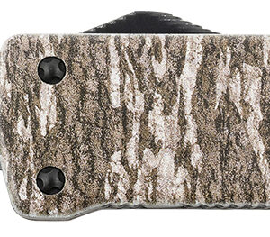 Templar Knife LZMOB321 Premium Weighted  Large 3.55" OTF Drop Point Plain Black Oxide Stonewashed D2 Steel Blade, 5.25" Mossy Oak Bottomland Aluminum Zinc Alloy Handle