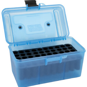 MTM Case-Gard H50RM24 Deluxe Ammo Box  Rifle Clear Blue Polypropylene 50rd