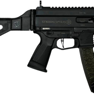Grand Power 810091152836 Stribog SP9A35S 9mm Luger 30+1 8" Black Picatinny Rail Receiver, SB Tactical Brace, Black Polymer Grip