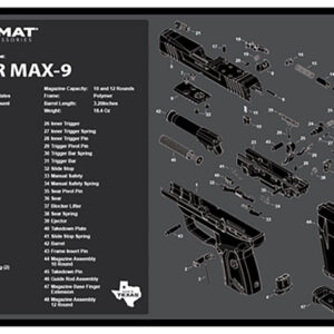 TekMat TEKR17RUGERMAX9 Ruger Max 9 Cleaning Mat Black/White Rubber 11"x17" Ruger Max 9 Parts Diagram