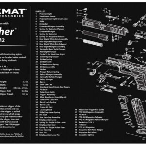 TekMat TEKR17WALPPQM2 Walther PPQ MOD 2 Cleaning Mat Black/White Rubber 11"x17" Walther PPQ MOD 2 Parts Diagram