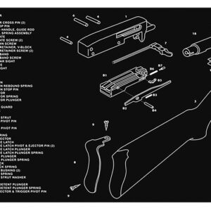TekMat TEKR361022 Ruger 10/22 Cleaning Mat Black/White Rubber 12"x36" Ruger 10-22 Parts Diagram