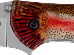 Kershaw 1660TROUT Leek Trout EDC 3" Folding Drop Point Plain Bead Blasted 14C28N Steel Blade, Rainbow Trout w/UFI Coating Aluminum Handle