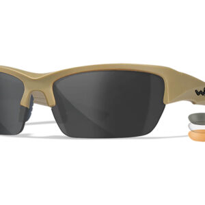 Wiley X CHVAL06T Valor  Medium Smoke Gray/Clear/Light Rust Lens Polycarbonate Matte Tan Frame