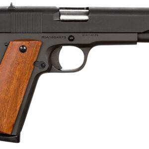 Rock Island 51421 GI Standard FS *CA Compliant 45 ACP Caliber with 5" Barrel, 8+1 Capacity, Overall Black Parkerized Finish Steel, Beavertail Frame, Serrated Slide & Wood Grip