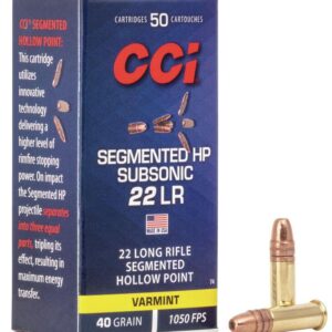 CCI Segmented HP Subsonic Rimfire Ammunition .22 LR 40 gr 1050 fps 50/ct
