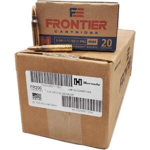 Hornady Frontier NATO FM193 Rifle Ammunition 5.56mm 55 gr FMJ 3240 fps 500/ct Case (25-20ct Boxes)