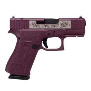 Glock 43x MOS Custom "Glock and Roses Full Engraved Black Cherry Frame" Subcompact Handgun 9mm Luger 10rd Magazines (2) 3.41" Barrel Austria