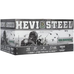 HEVI-Shot HEVI-Steel Shotshells 12ga 3" 1-1/4oz 1500 fps #3 100/ct